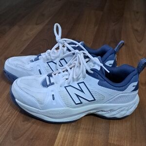 New Balance White and Navy Athletic Shoes